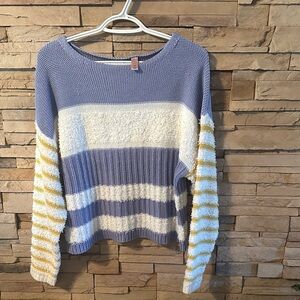 Willow Blue, Yellow and Cream Striped Sweater